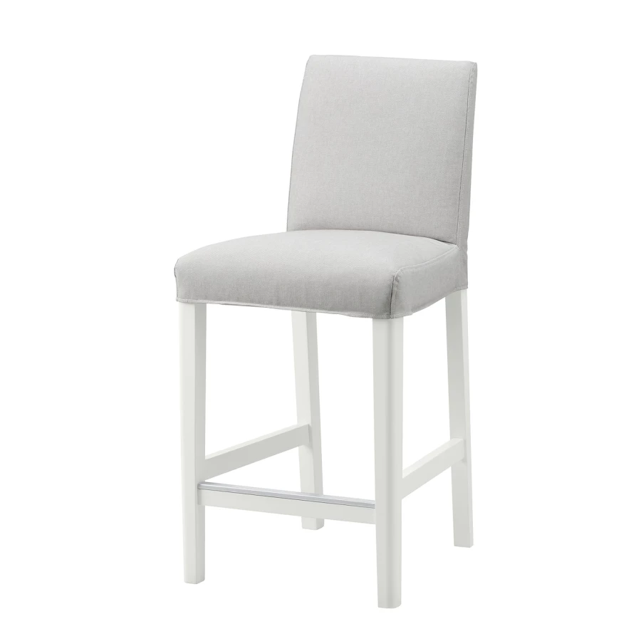 Барный стул со спинкой - BERGMUND IKEA/БЕРГМУНД ИКЕА, 97х45х48см, серый (изображение №1)