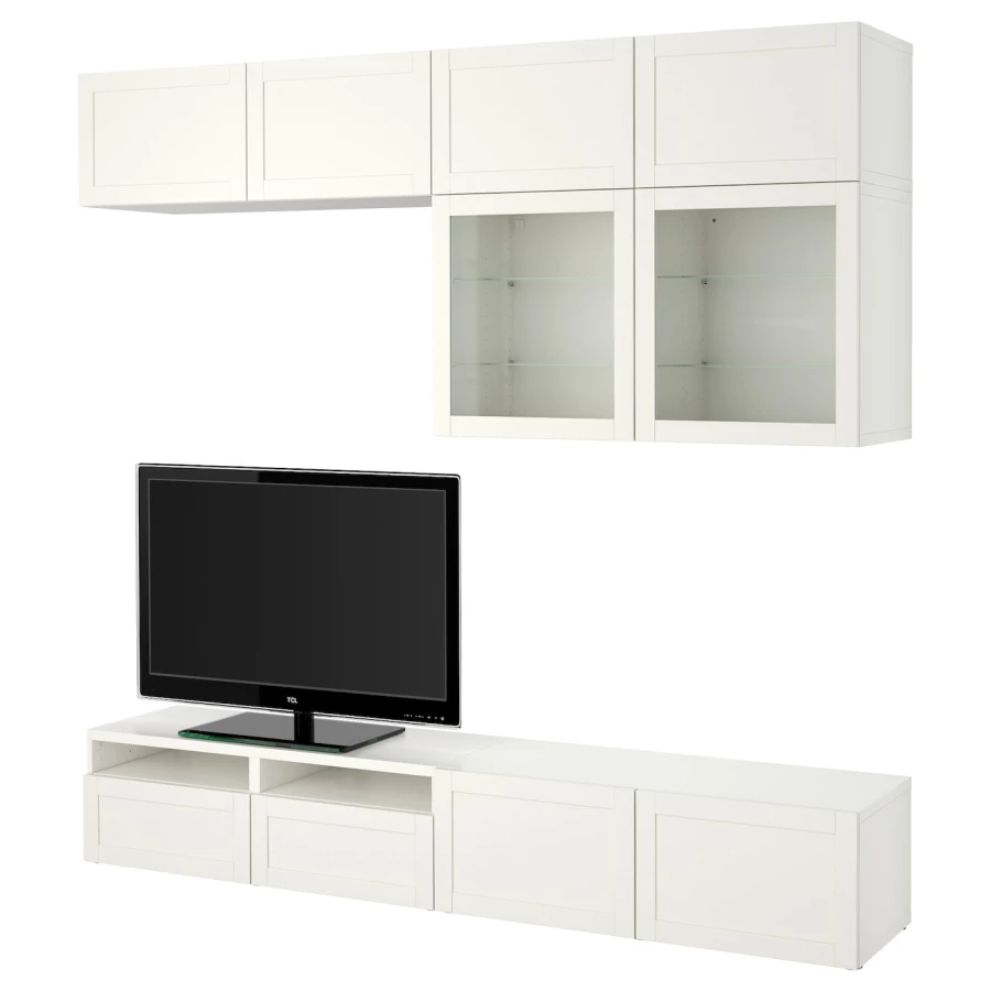 Комбинация для хранения ТВ - IKEA BESTÅ/BESTA, 231x42x240см, белый, БЕСТО ИКЕА (изображение №1)