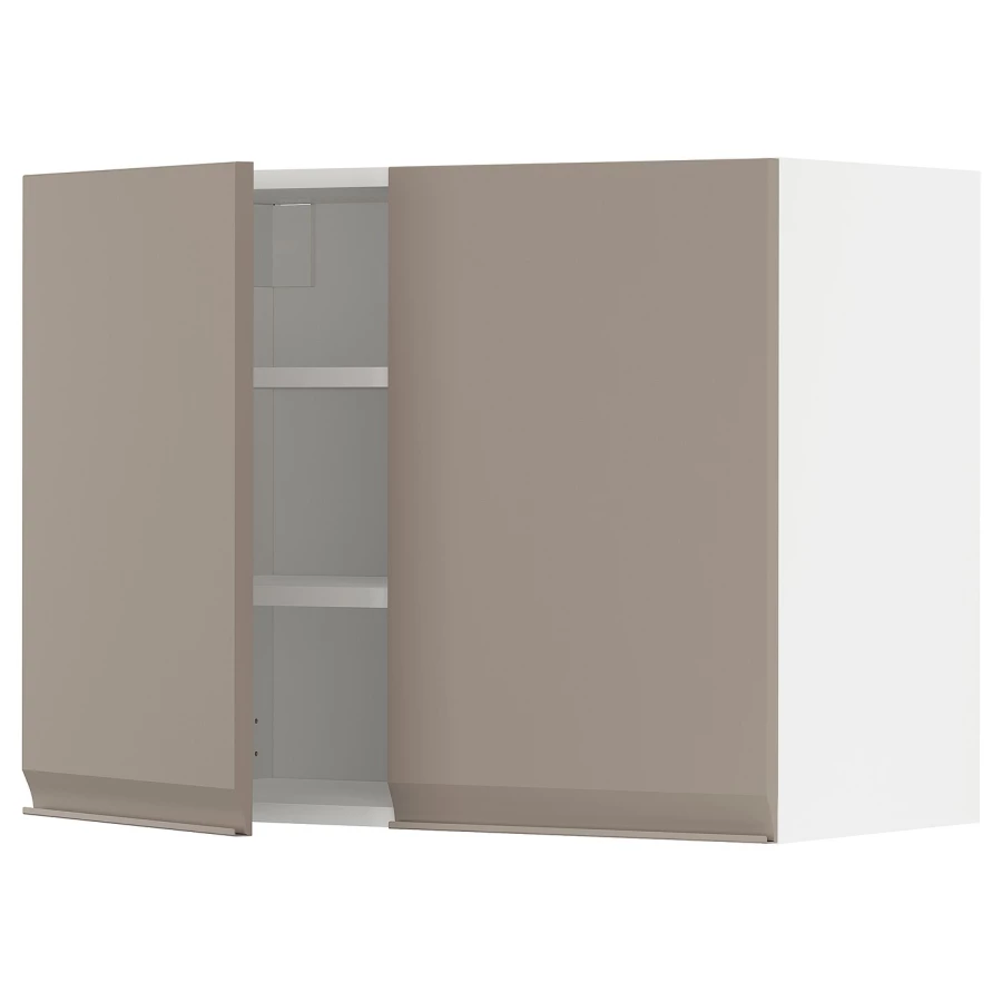 Навесной шкаф с полкой - METOD IKEA/ МЕТОД ИКЕА, 60х80 см, белый/светло-коричневый (изображение №1)