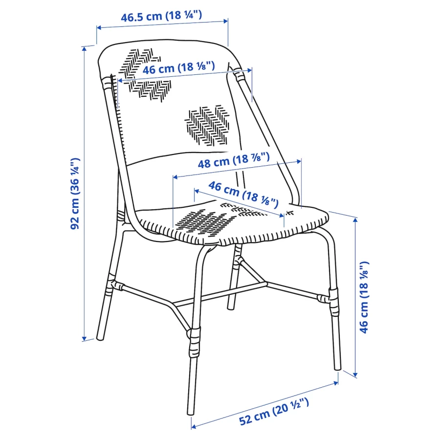 Стол+6 стульев садовый - NORRMANSÖ / VASSHOLMEN IKEA/ НОРРМАНСО /ВАСХОЛМЕН  ИКЕА, 220х100х74 см, черно-белый/коричневый (изображение №6)