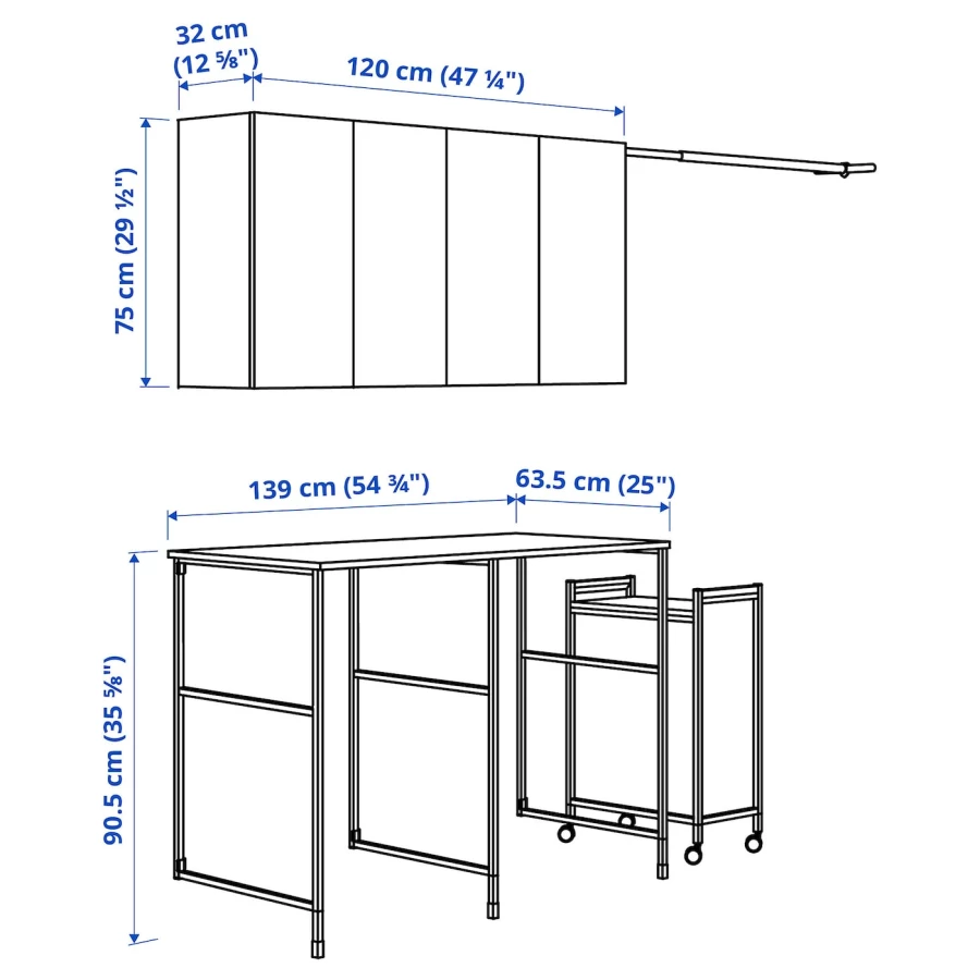 Комбинация - IKEA ENHET/ЭНХЕТ ИКЕА, 63,5х139 см, белый (изображение №4)