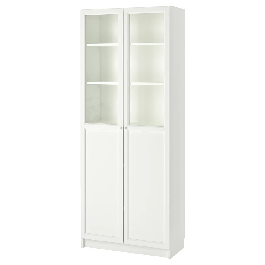 Книжный шкаф с дверцей - BILLY/OXBERG IKEA/ БИЛЛИ/ОКСБЕРГ ИКЕА, 42х80х202 см, белый (изображение №1)