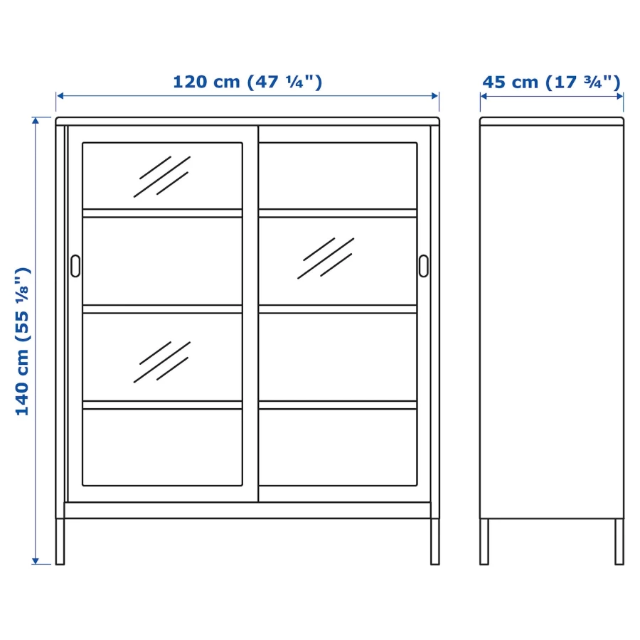 Офисный шкаф - IKEA IDÅSEN/IDASEN, темно-серый, 120х45х140 см, ИДОСЕН ИКЕА (изображение №6)