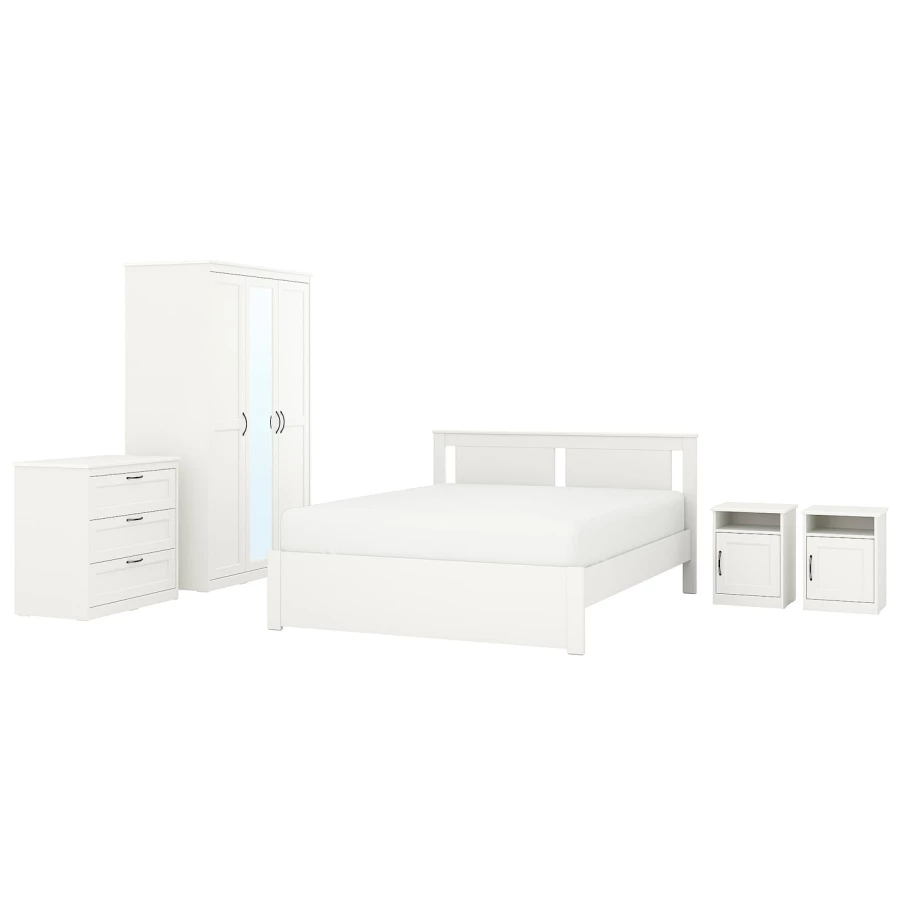 Комбинация мебели для спальни - IKEA SONGESAND, 200x140см, белый, СОНГЕСАНД ИКЕА (изображение №1)