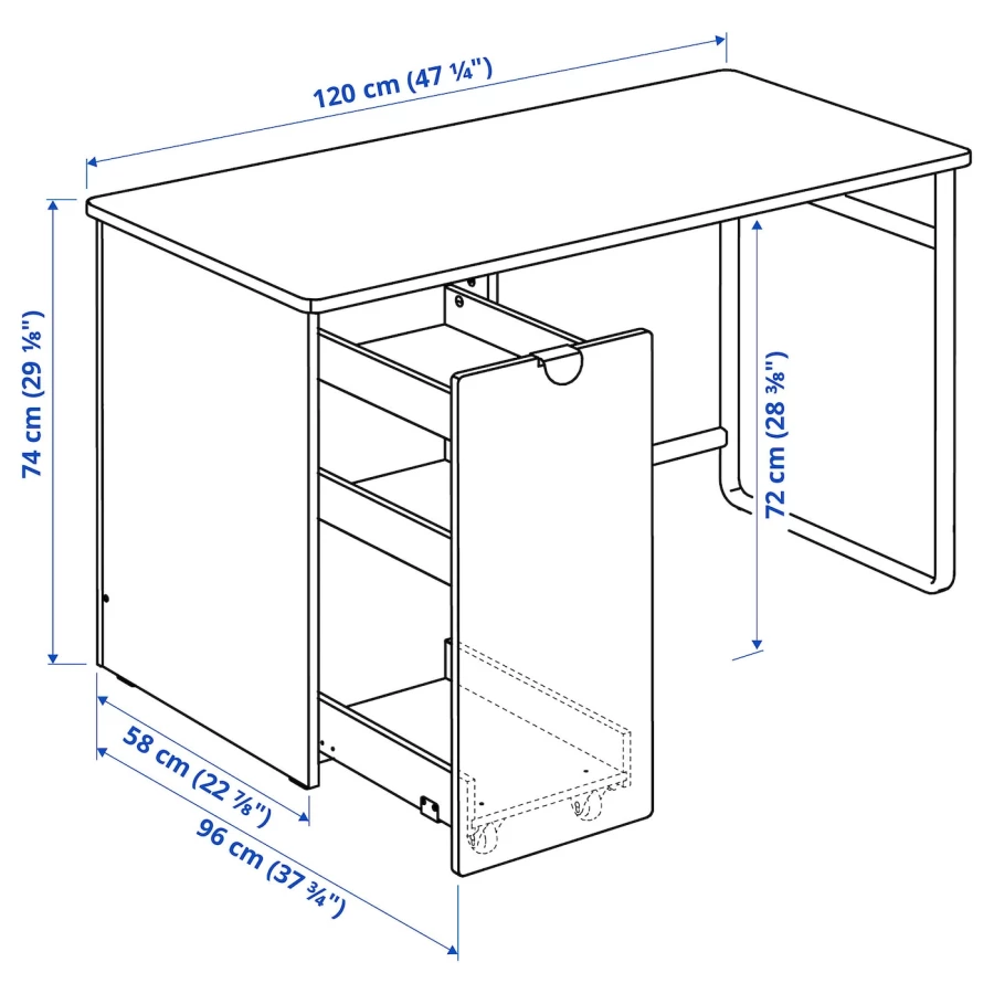 Стол детский - IKEA LÄRANDE/LARANDE/ ЛАРАНДЕ ИКЕА , 120x58 см, белый, ИКЕА (изображение №5)