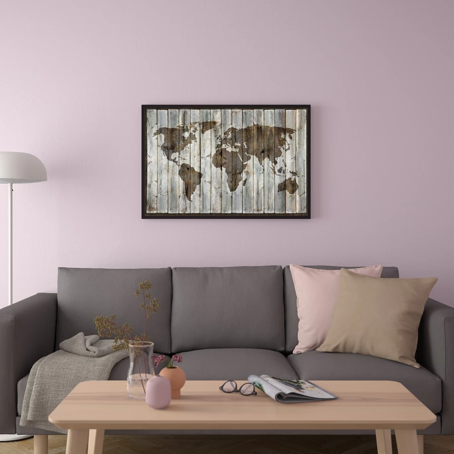Постер - IKEA BILD, 91х61 см, «Карта на дереве», БИЛЬД ИКЕА (изображение №2)