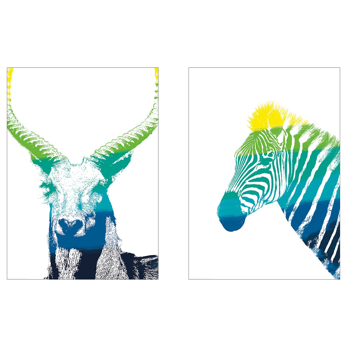 Постер, 2 шт. - IKEA BILD, 40х50 см, «Животные в спектре», БИЛЬД ИКЕА
