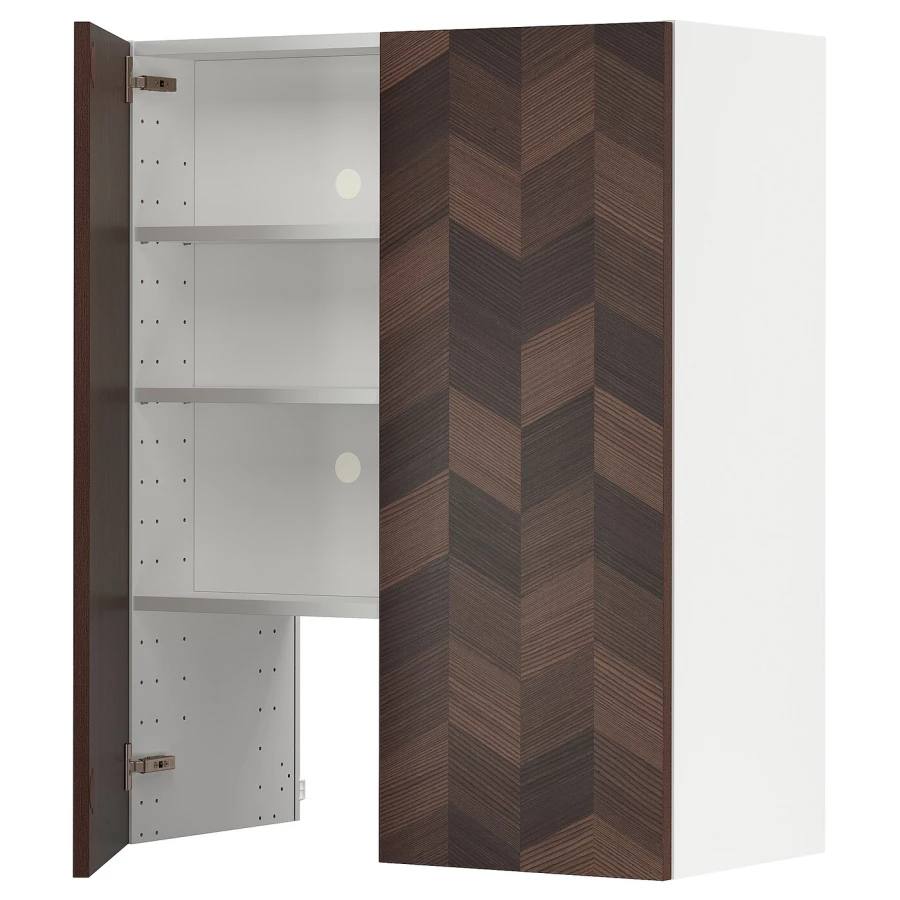 Шкаф с полкой/дверью - IKEA METOD/МЕТОД ИКЕА, 100x80 см, белый/коричневый (изображение №1)