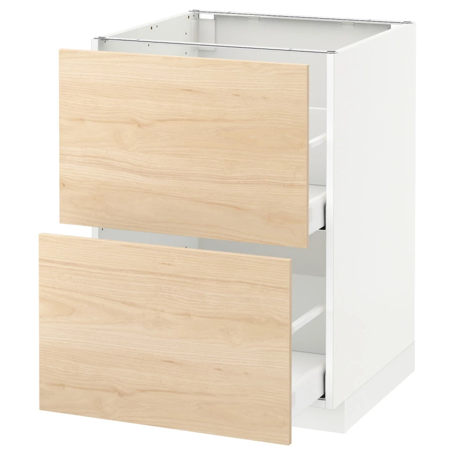 Напольный кухонный шкаф  - IKEA METOD MAXIMERA, 88x61,6x60см, белый/светло-коричневый, МЕТОД МАКСИМЕРА ИКЕА (изображение №1)