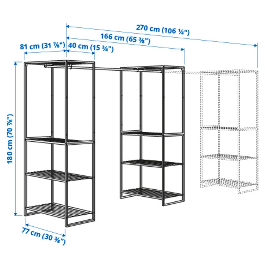 Шкаф - JOSTEIN  IKEA/ ЙОСТЕЙН  ИКЕА, 180х81 см , белый (изображение №5)