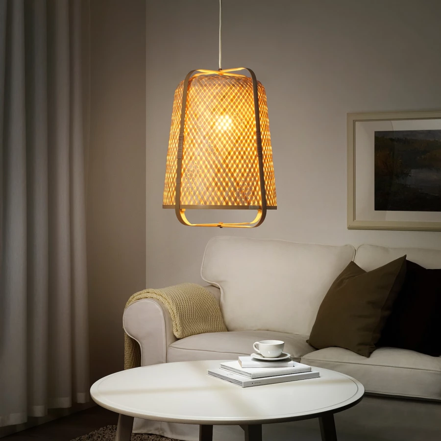 Подвесной светильник - KNIXHULT IKEA / КНИКСХУЛЬТ ИКЕА, 53 см, бежевый (изображение №4)