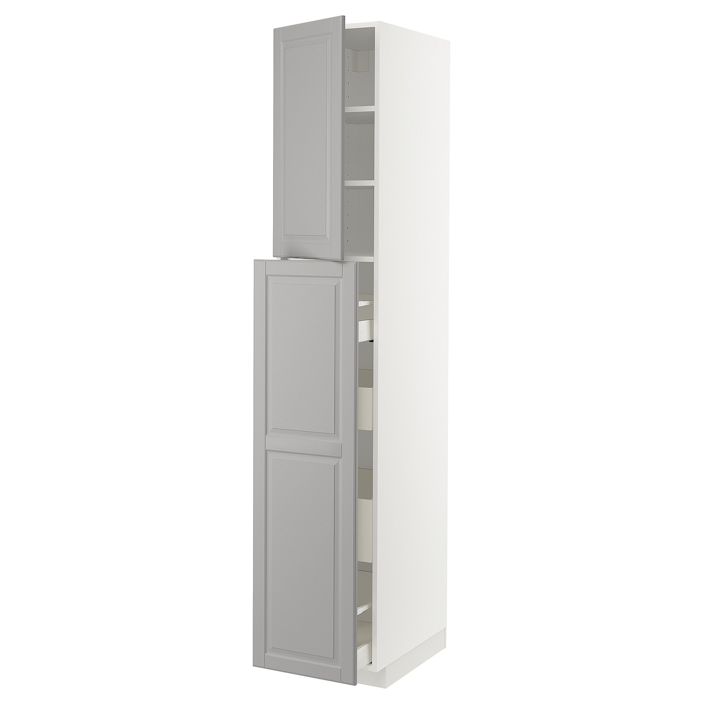 Высокий шкаф - IKEA METOD/MAXIMERA/МЕТОД/МАКСИМЕРА ИКЕА, 220х60х40 см, белый/серый