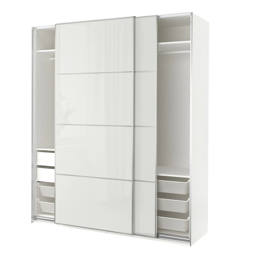 Шкаф-купе - IKEA PAX/HOKKSUND/ПАКС/ХОККСУНД ИКЕА, 200x66x236 см, белый (изображение №1)