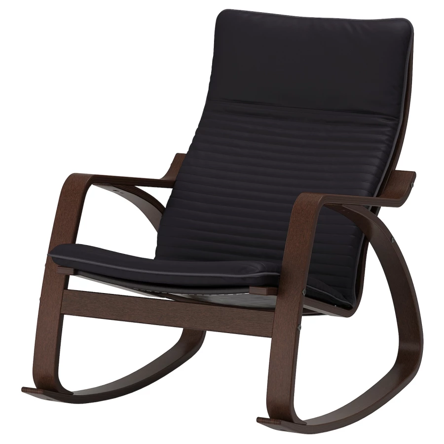 Кресло-качалка - IKEA POÄNG/POANG/ПОЭНГ ИКЕА, 68х94х95 см, чёрный (изображение №1)