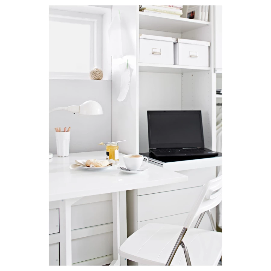 Раскладной кухонный стол - IKEA NORDEN, 152/89х80х74 см, белый, НОРДЕН ИКЕА (изображение №8)
