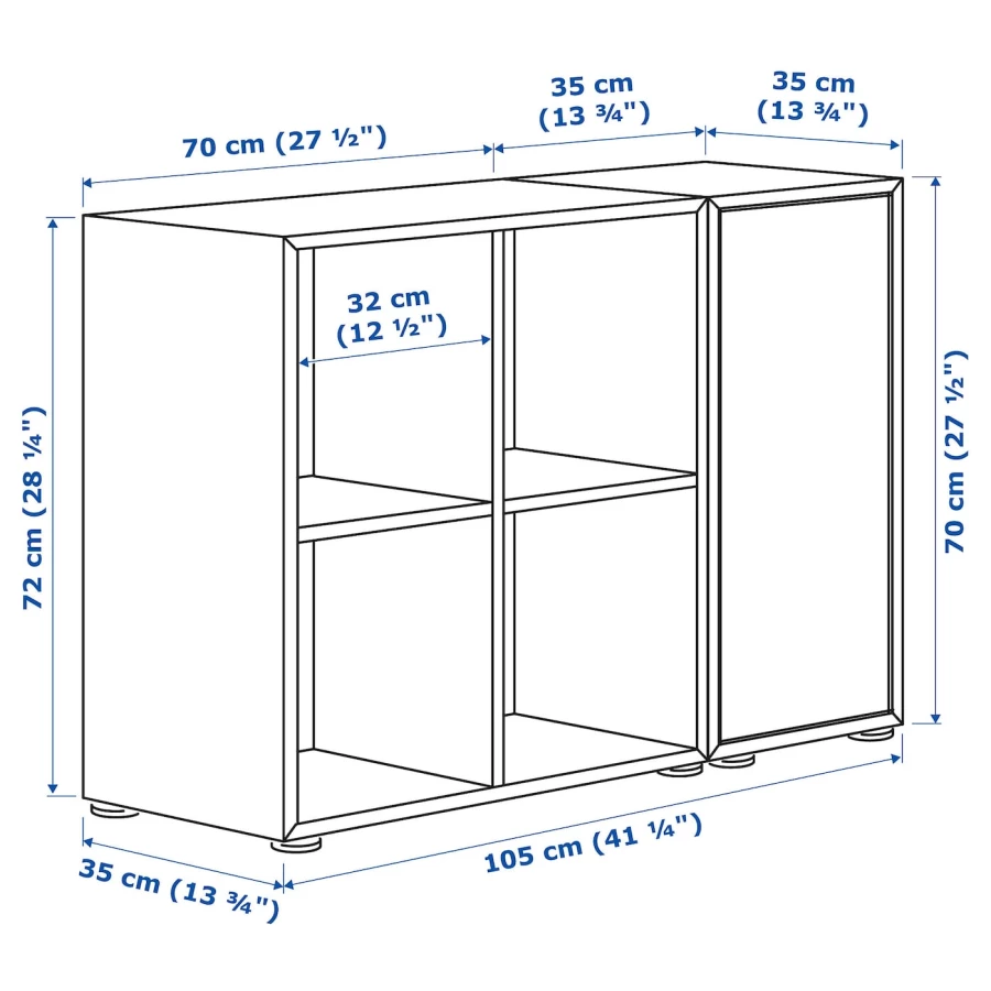 Комбинация для хранения - EKET IKEA/ЭКЕТ ИКЕА, 105x35x72, серый (изображение №4)