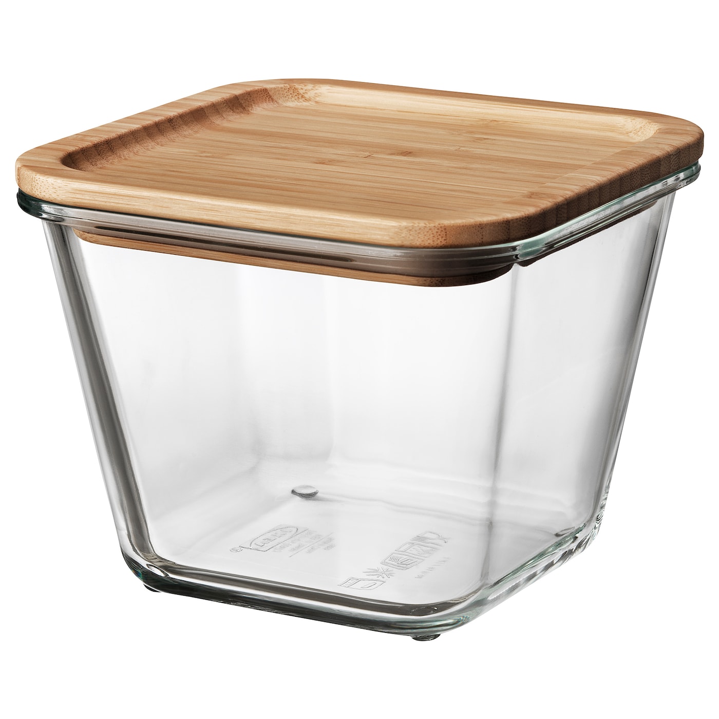 Контейнер для продуктов с крышкой - IKEA 365+, 15х15х12 см, стекло/бамбук, ИКЕА 365+