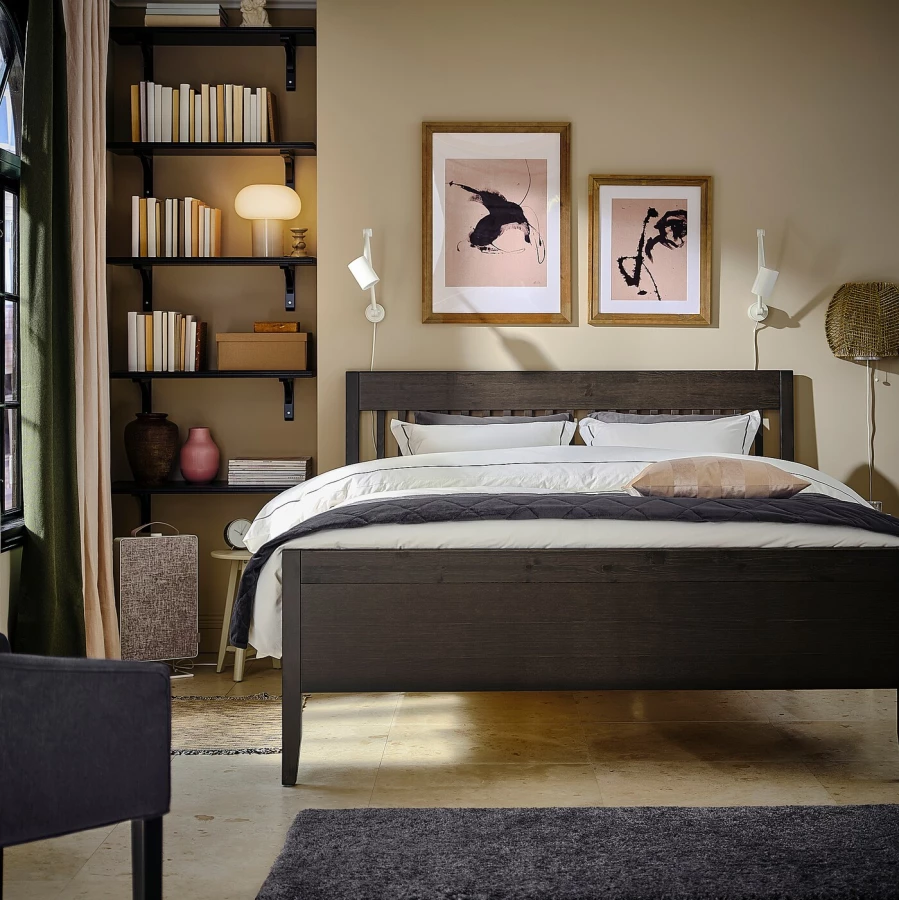 Каркас кровати - IKEA IDANÄS/IDANAS, 200х140 см, темно-коричневый, ИДАНЭС ИКЕА (изображение №2)