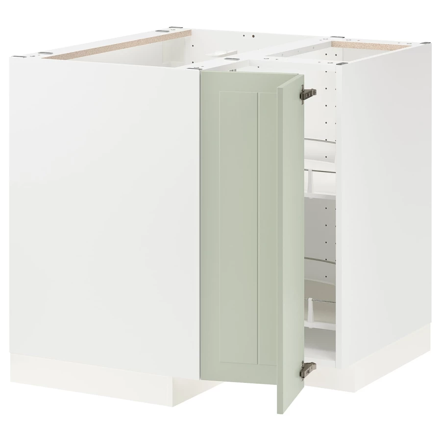 Напольный шкаф - IKEA METOD, 88x87,5x80см, белый/светло-зеленый, МЕТОД ИКЕА (изображение №1)