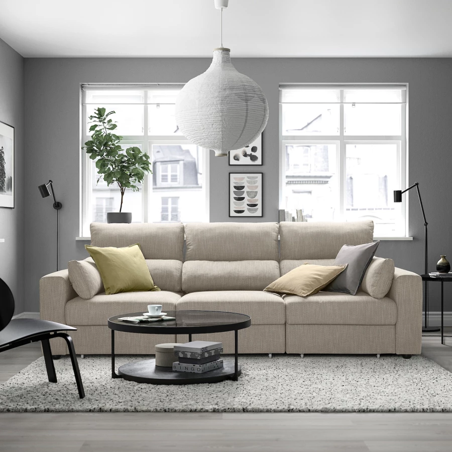 3-местный диван - IKEA ESKILSTUNA/ЭСКИЛЬСТУНА ИКЕА, 81х58х111 см, бежевый (изображение №3)