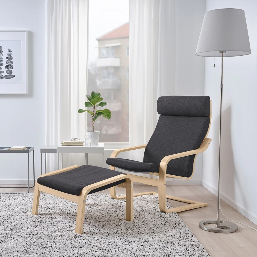 Табурет для ног - POÄNG / POАNG IKEA/  ПОЭНГ ИКЕА, 68х39 см, серый (изображение №2)