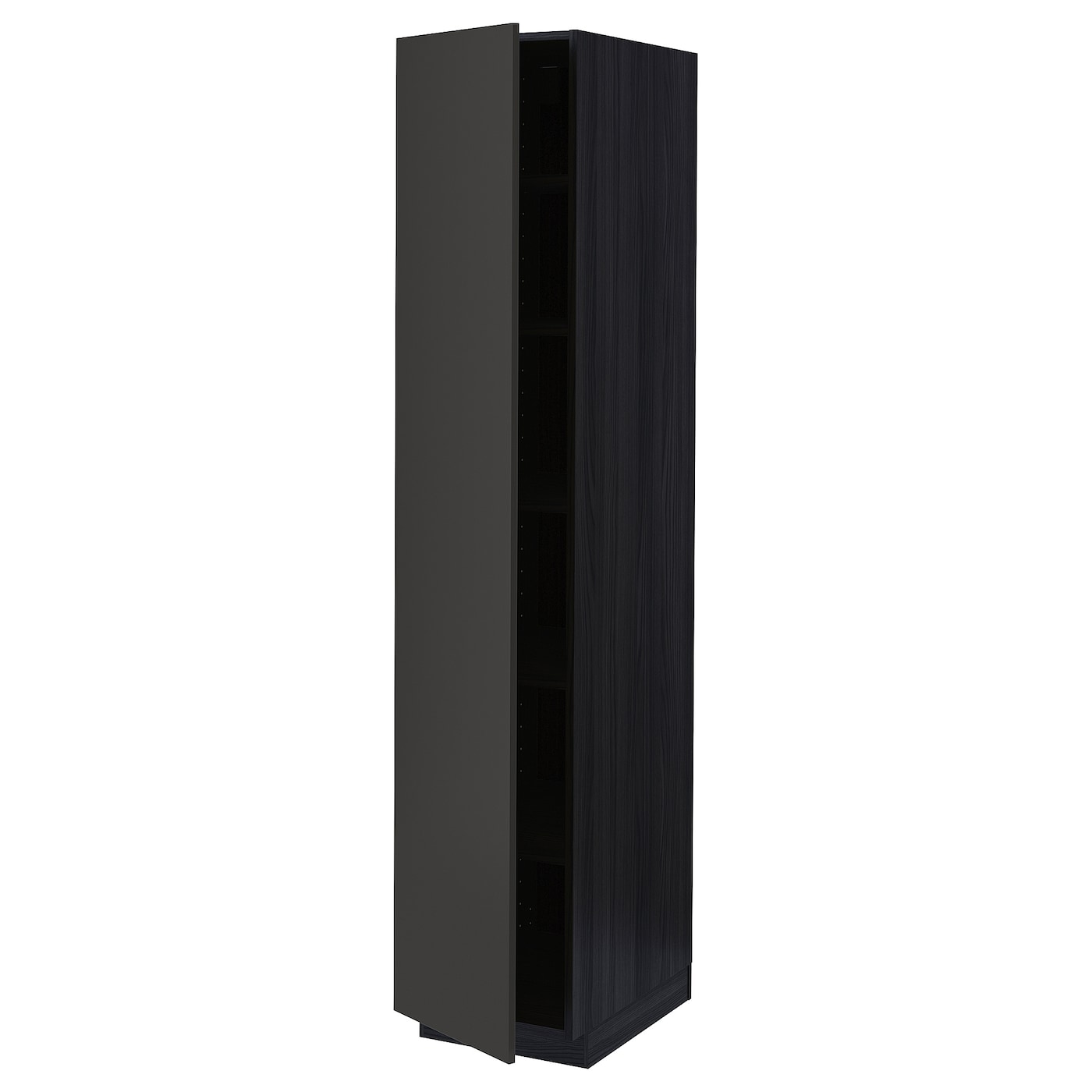 Высокий кухонный шкаф с полками - IKEA METOD/МЕТОД ИКЕА, 200х60х40 см, черный