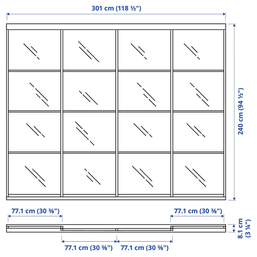 SKYTTA / HOKKSUND/AULI Комбинация раздвижных дверей ИКЕА (изображение №3)