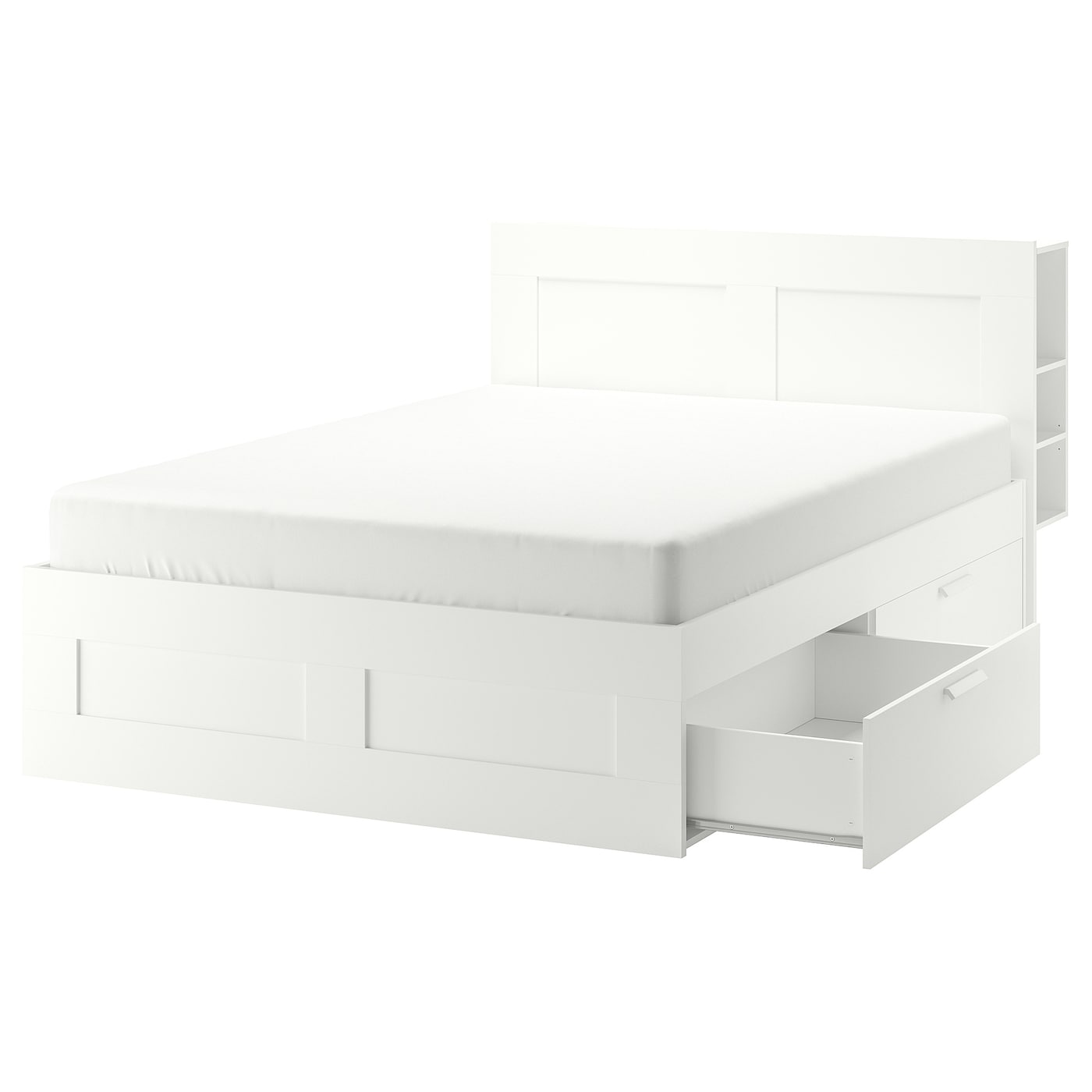 Каркас кровати с изголовьем - IKEA BRIMNES/LINDBÅDEN/LINDBADEN, 140х200 см, белый, БРИМНЭС/БРИМНЕС/ЛИНДБАДЕН ИКЕА