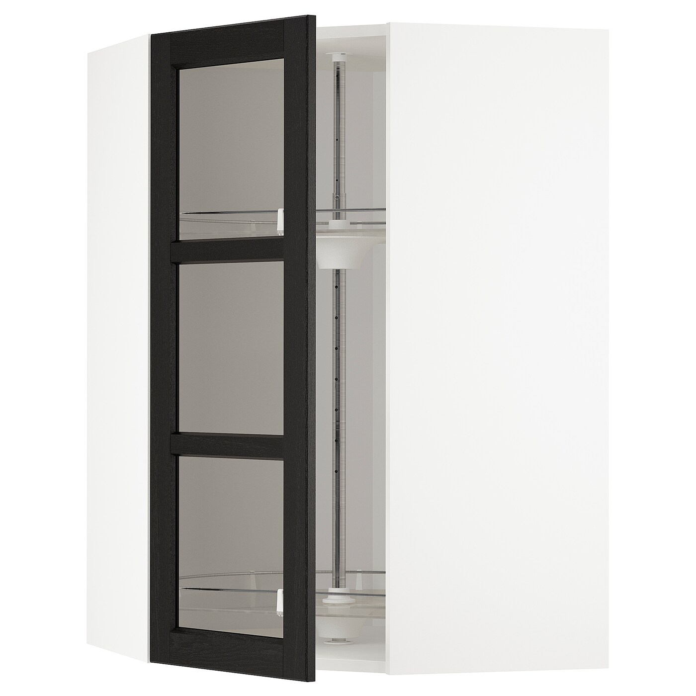 Навесной шкаф - IKEA METOD, 67.5х67.5х100 см, белый/черный/стекло, МЕТОД ИКЕА