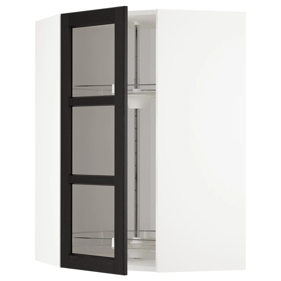 Навесной шкаф - IKEA METOD, 67.5х67.5х100 см, белый/черный/стекло, МЕТОД ИКЕА (изображение №1)