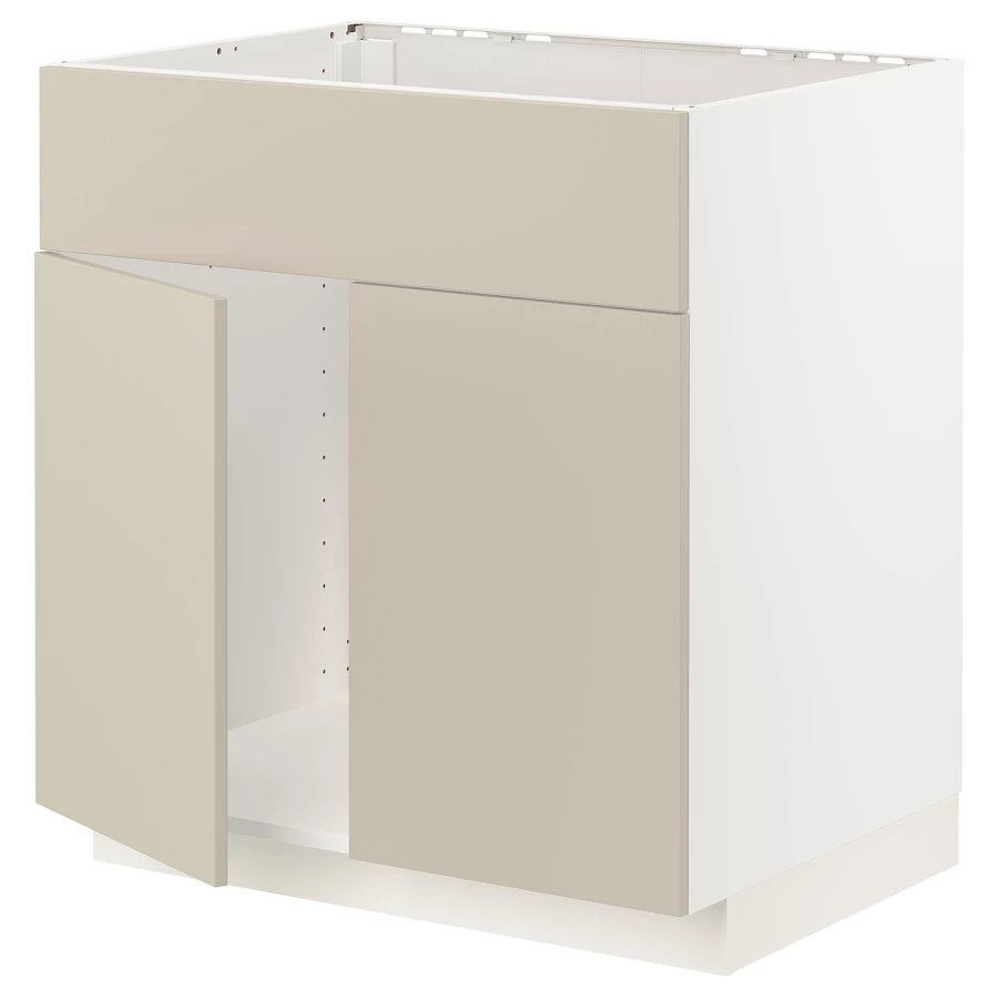 Напольный кухонный шкаф  - IKEA METOD, 88x62x80см, белый/бежевый, МЕТОД ИКЕА (изображение №1)