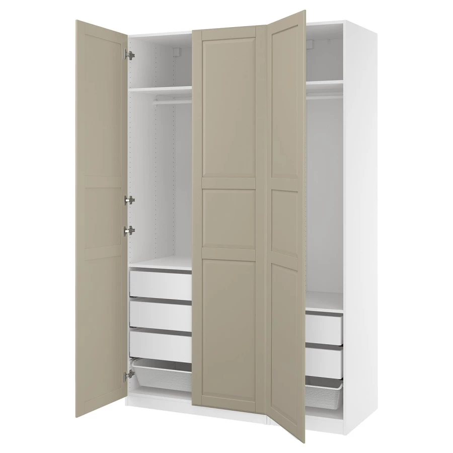 Гардеробная комбинация - IKEA PAX/TYSSEDAL / ПАКС/ТИССЕДАЛЬ ИКЕА, 236x150x60 см ,белый/бежевый (изображение №1)