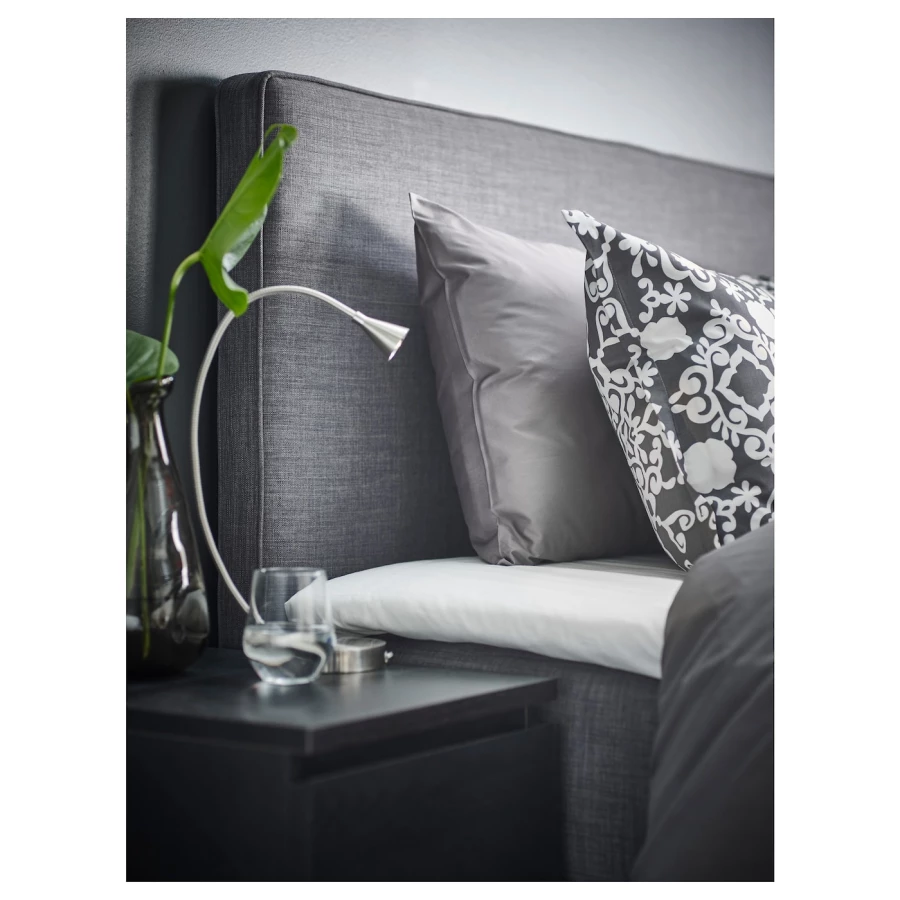 Континентальная кровать - IKEA DUNVIK, 200х180 см, матрас твердый/средней жесткости, темно-серый, ДУНВИК ИКЕА (изображение №5)