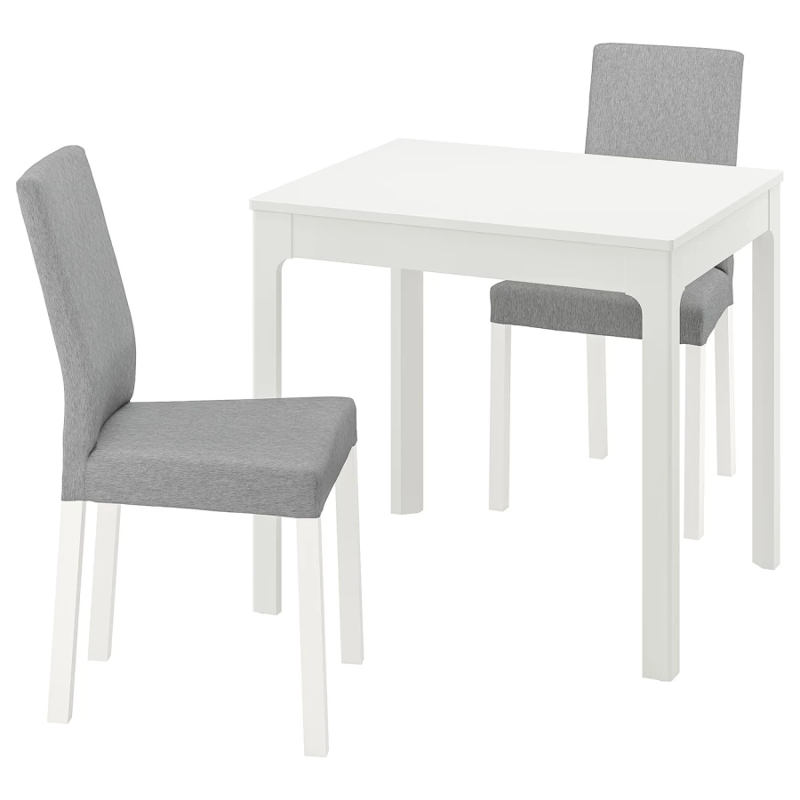 Стол и 2 стула - IKEA EKEDALEN/KÄTTIL/KATTIL/ЭКЕДАЛЕН/КЭТТИЛ ИКЕА, 120х80 см, белый/серый (изображение №1)