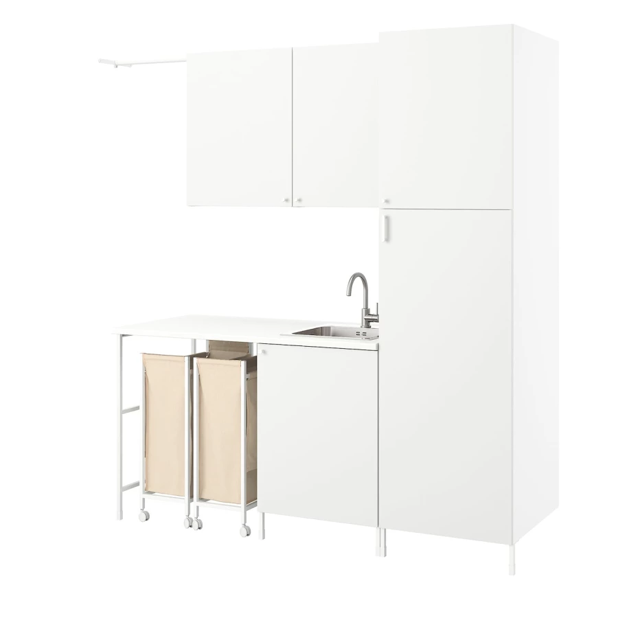 Комбинация для ванной - IKEA ENHET, 180х63.5х222.5 см, белый, ЭНХЕТ ИКЕА (изображение №1)