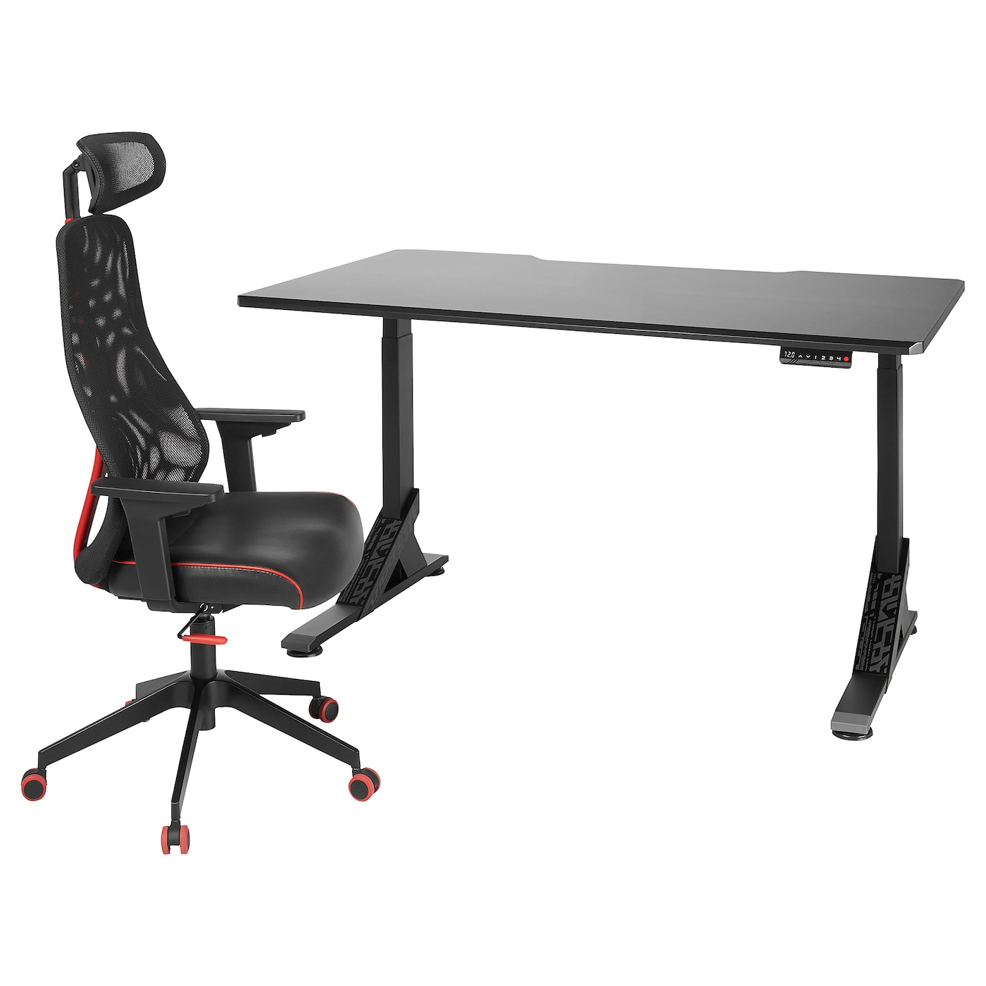 Игровой стол и стул - IKEA UPPSPEL/MATCHSPEL , черный, 140х80х180 см, УППСПЕЛ/МАТЧСПЕЛ ИКЕА