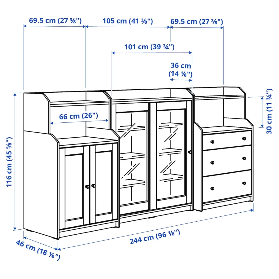 Консольный стол - IKEA HAUGA/ХАУГА ИКЕА, 116х46х244 см, серый (изображение №6)