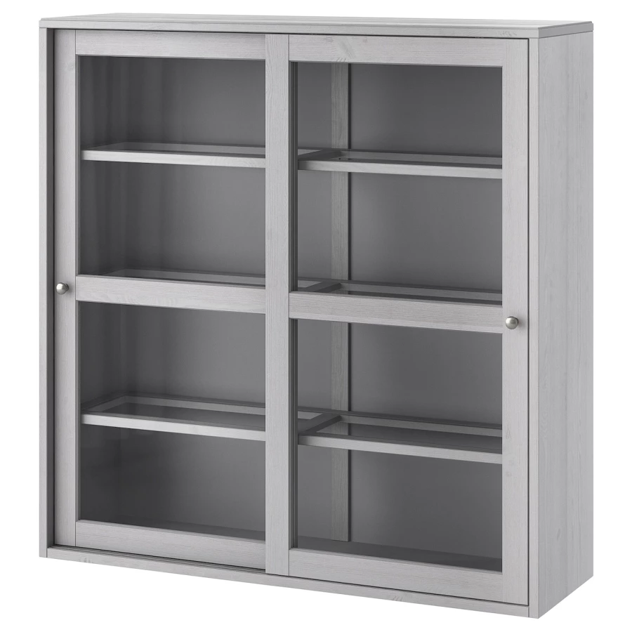 Шкаф-витрина - HAVSTA IKEA/ ХАВСТА ИКЕА, 123х121 см, серый (изображение №3)