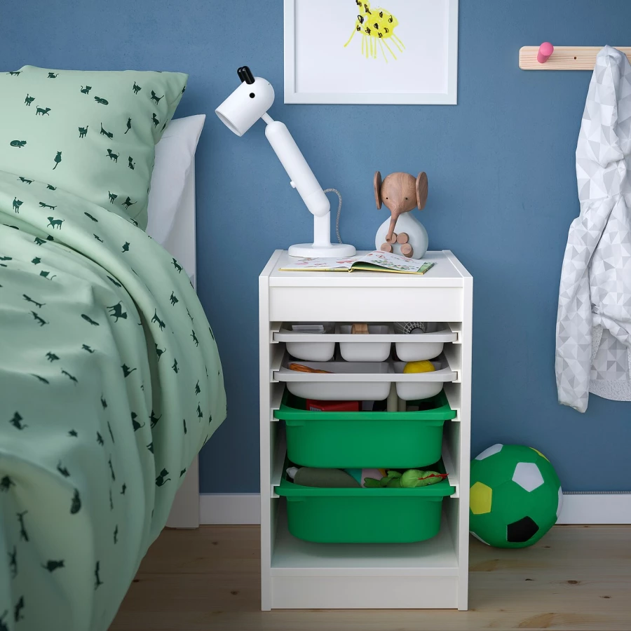 Стеллаж - IKEA TROFAST, 34х44х56 см, белый/зеленый/бело-серый, ТРУФАСТ ИКЕА (изображение №4)