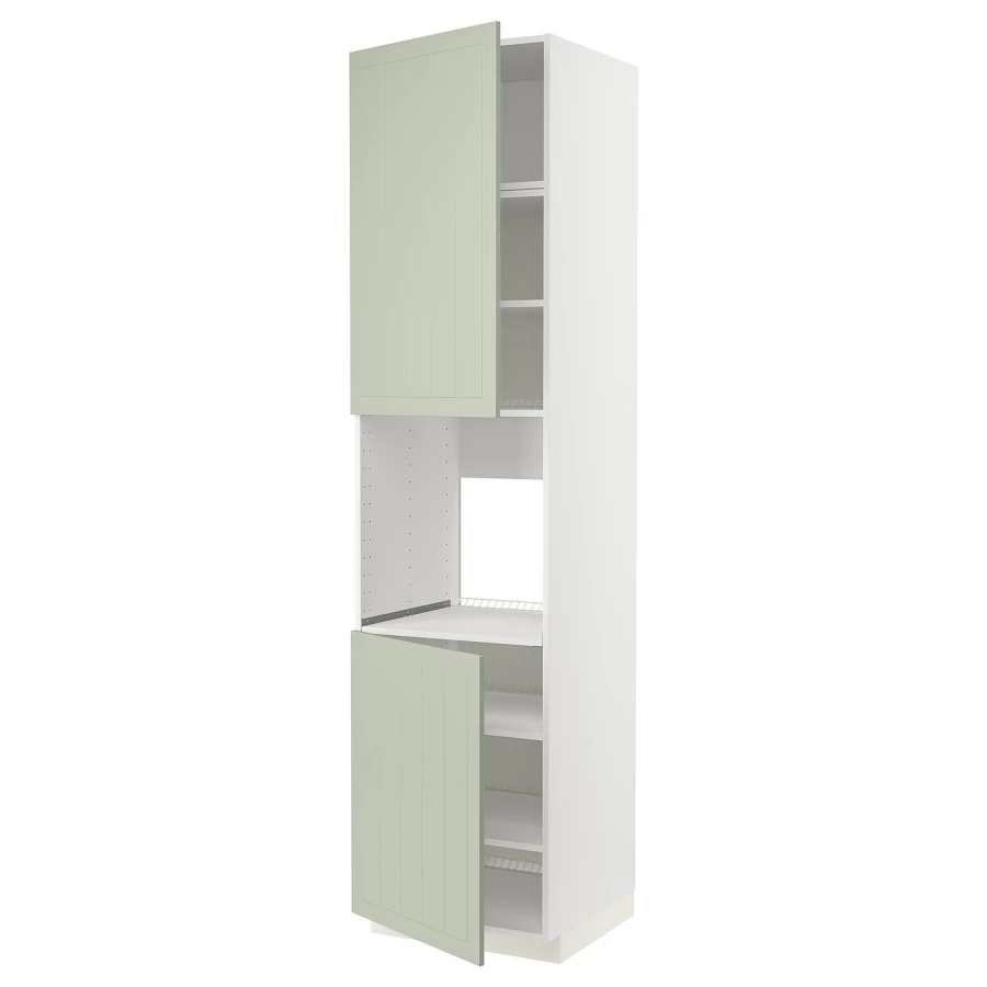 Кухонный шкаф-пенал - IKEA METOD/МЕТОД ИКЕА, 240х60х60 см, белый/зеленый (изображение №1)