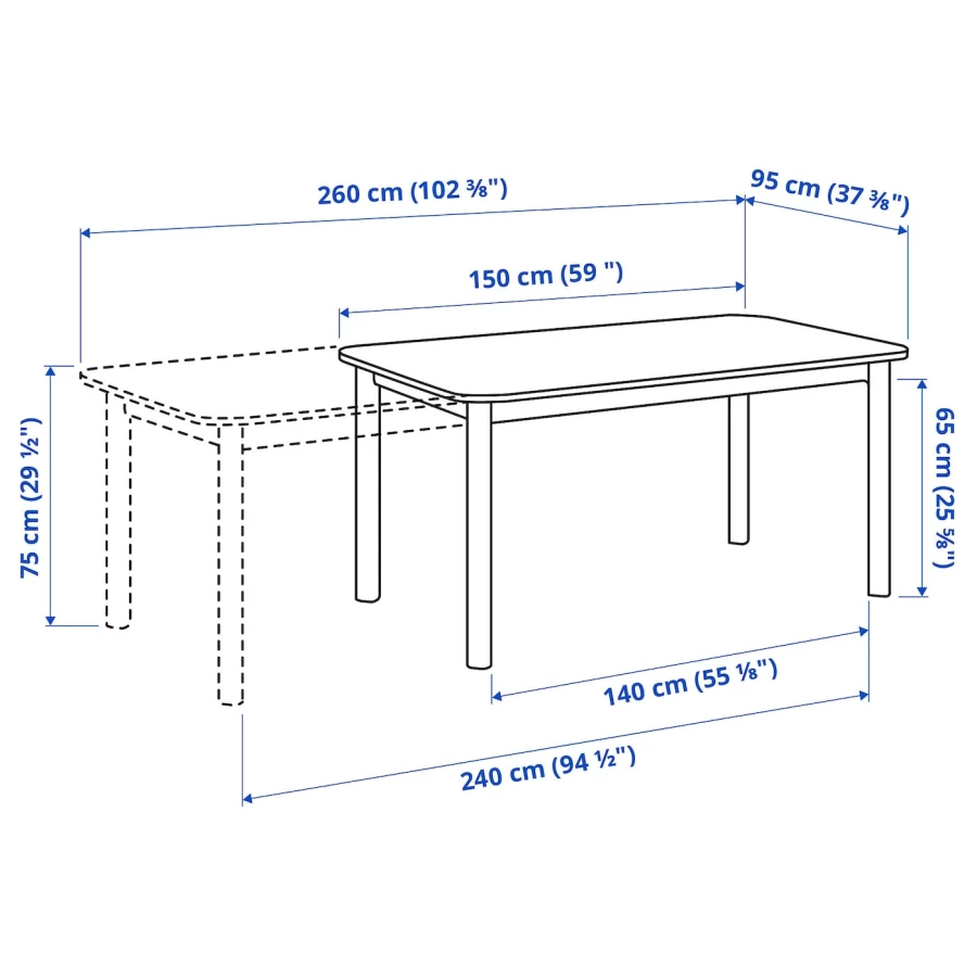Обеденный набор - STRANDTORP/ODGER IKEA/ СТРАНДТОРП/ОДГЕР ИКЕА, 205х95х75 см, коричневый (изображение №4)