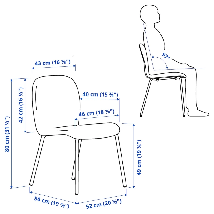 Стол и 2 стула  - IKEA STENSELE / KARLPETTER ИКЕА, 70х70х75 см, черный/серый (изображение №6)