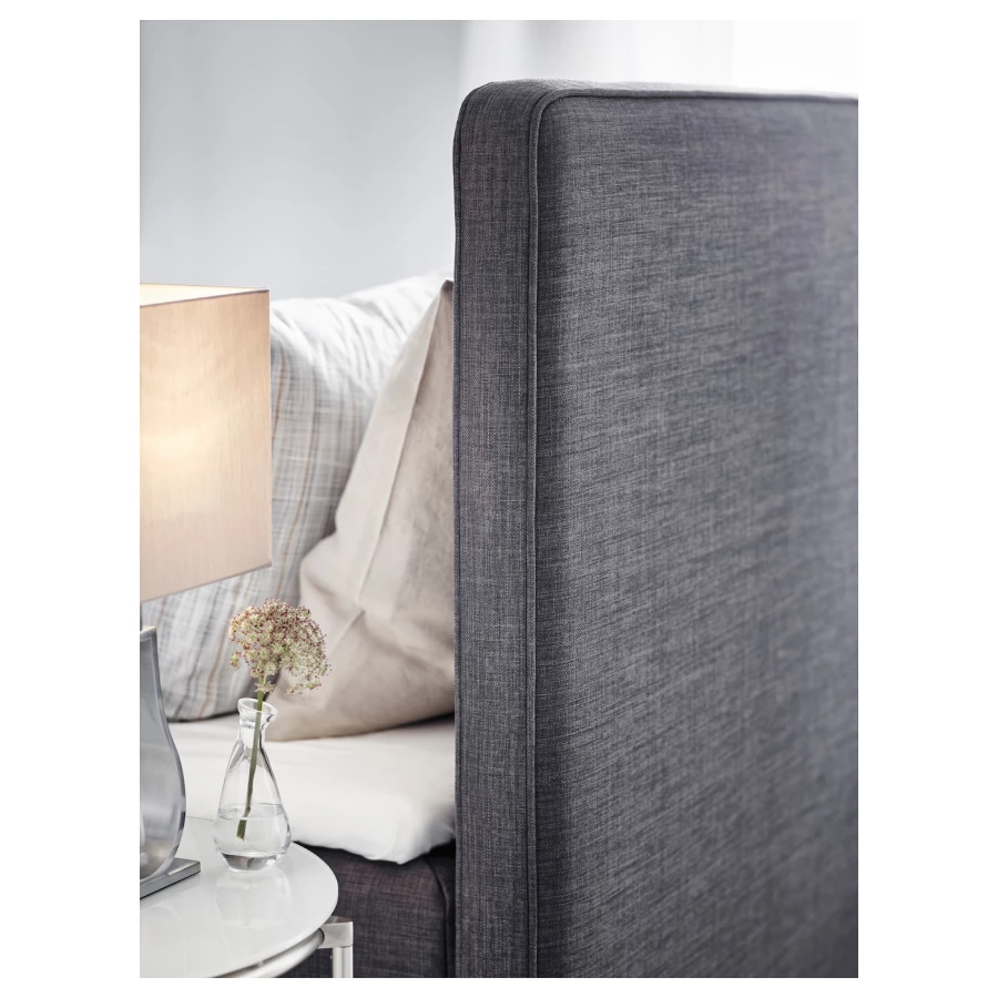 Континентальная кровать - IKEA DUNVIK, 200х180 см, черный, ДУНВИК ИКЕА (изображение №4)
