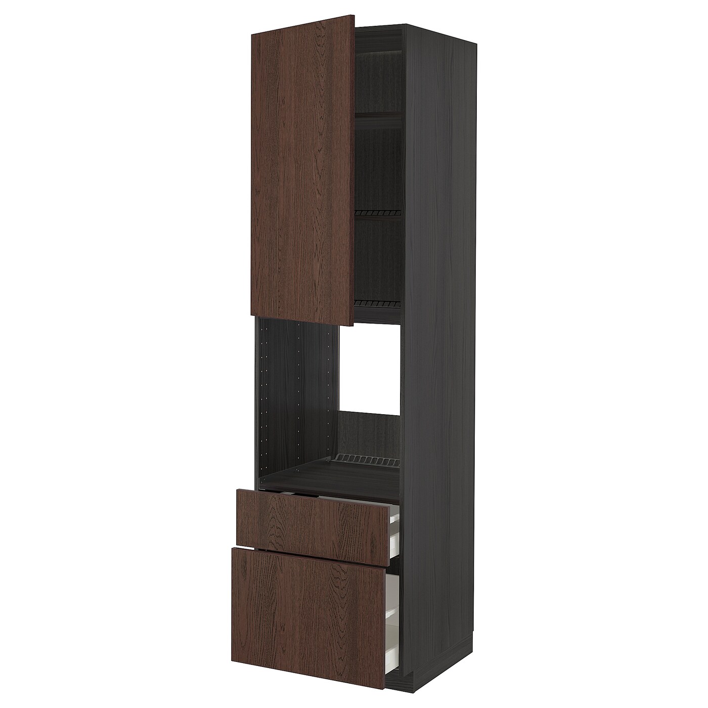 Высокий шкаф - IKEA METOD/MAXIMERA/МЕТОД/МАКСИМЕРА ИКЕА, 220х60х60 см, черный/коричневый