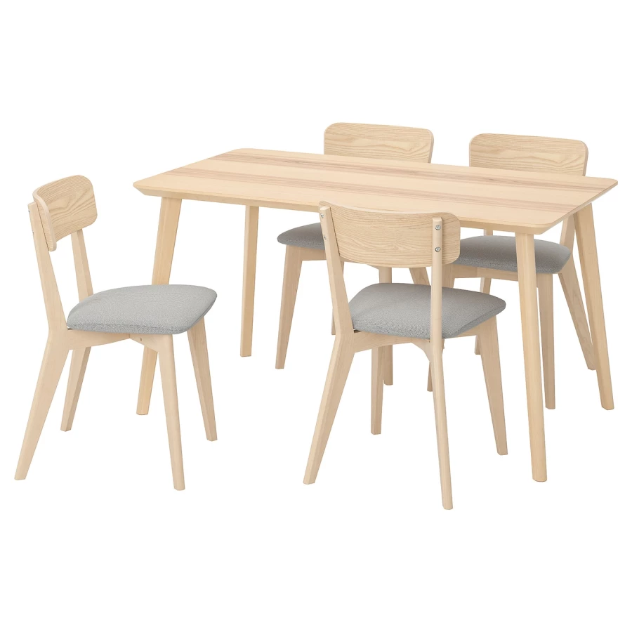 Стол и 4 стула -  LISABO IKEA/ ЛИСАБО ИКЕА, 140х78 см , под беленый дуб (изображение №1)