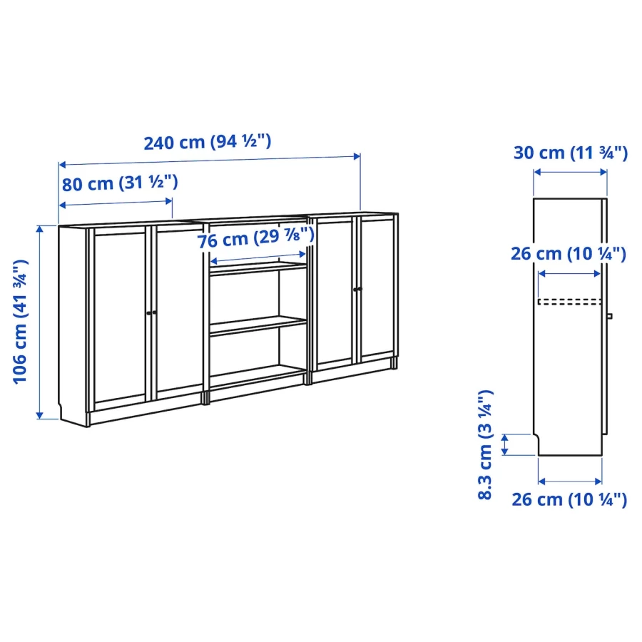 Книжный шкаф -  BILLY / EKET IKEA/ БИЛЛИ/ ЭКЕТ ИКЕА, 200х106х30 см, коричневый (изображение №5)
