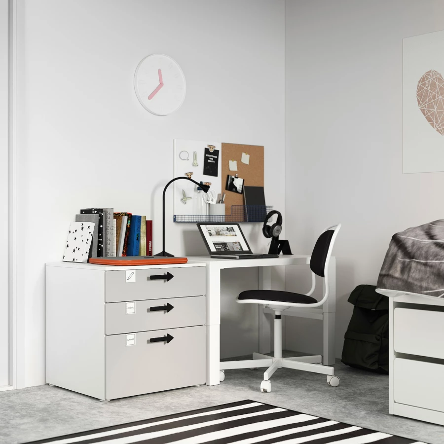 Комод детский - IKEA PLATSA/SMÅSTAD/SMASTAD, 60x55x63 см, белый/серый, ИКЕА (изображение №3)