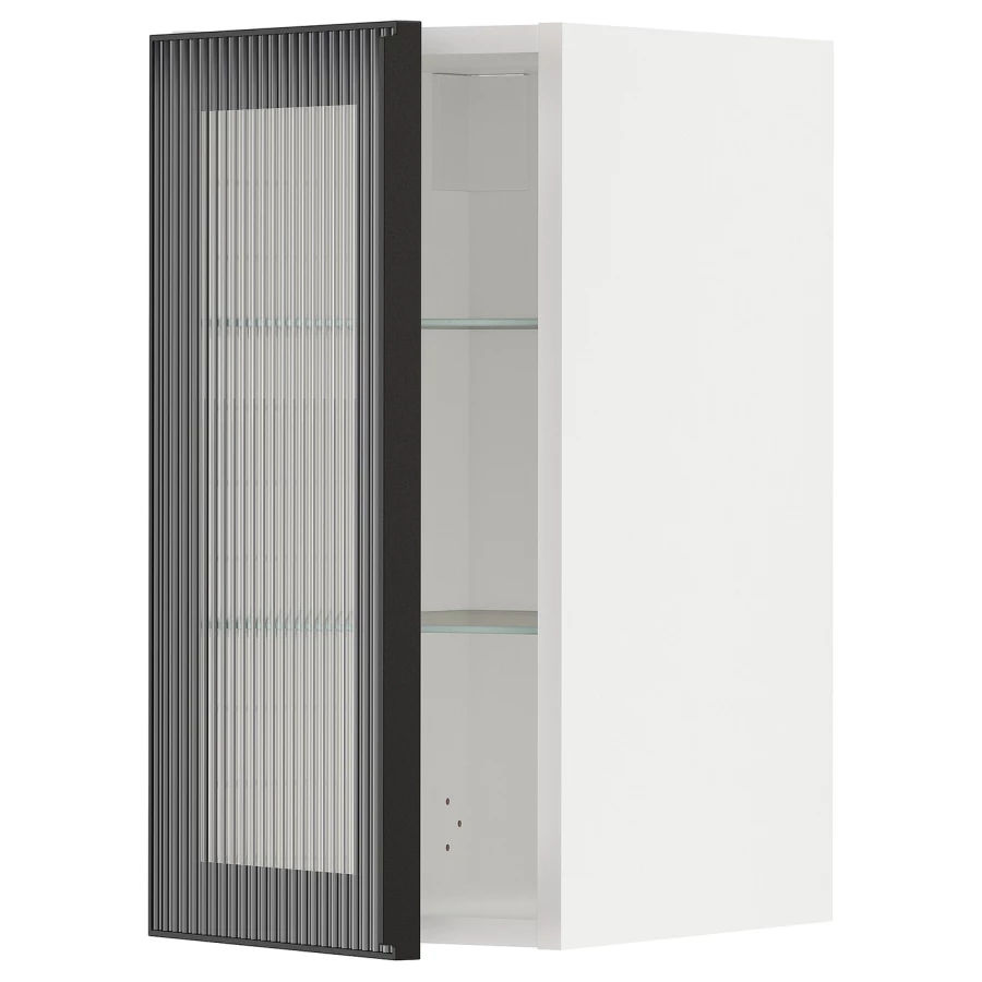 Шкаф со стеклянными дверцами - METOD IKEA/ МЕТОД ИКЕА, 60х30 см, белый/черный (изображение №1)