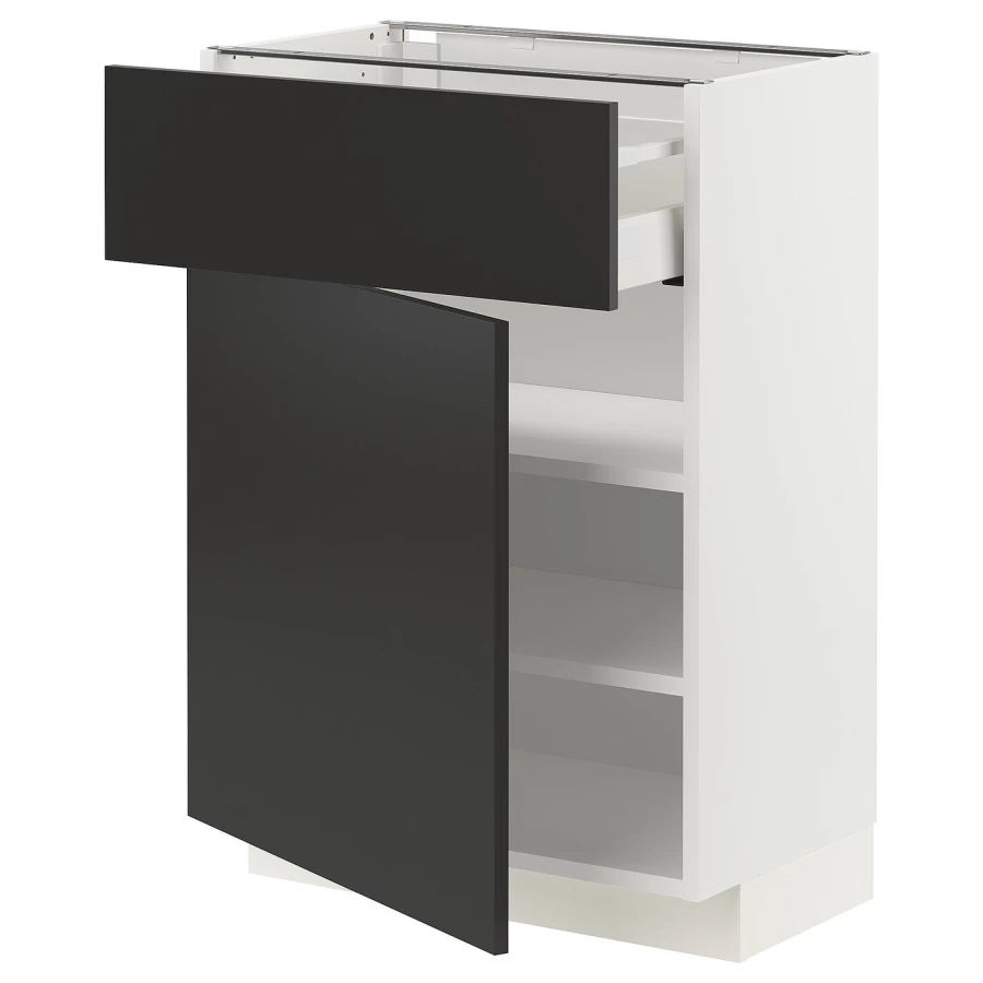 Напольный шкаф - METOD / MAXIMERA IKEA/ МЕТОД/ МАКСИМЕРА ИКЕА,  60х88 см, белый/черный (изображение №1)