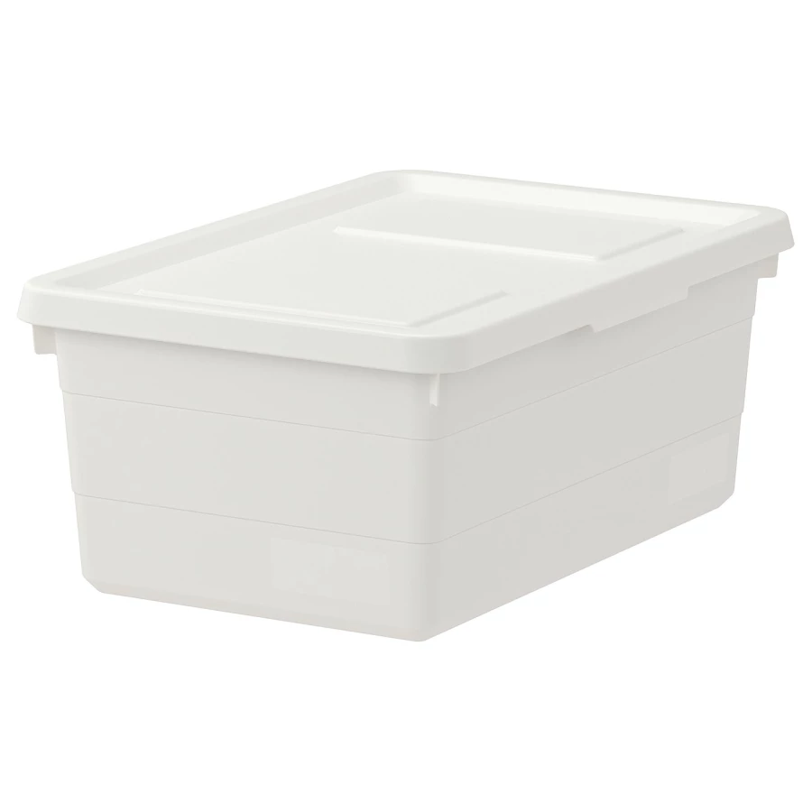 Коробка с крышкой - SOCKERBIT IKEA/ СОККЕРБИТ ИКЕА, 38х25х15 см, белый (изображение №1)